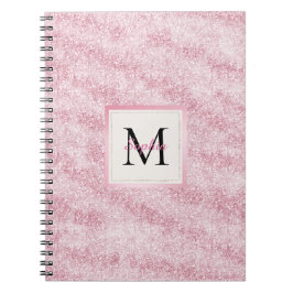 Cuaderno Monograma de purpurina con rubor rosa