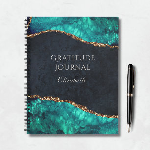 Cuaderno Monograma de Purpurina de oro del Agate Verde ver