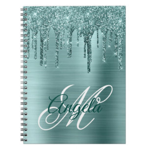 Cuaderno Monograma de Purpurina de Relieve metalizado cepil