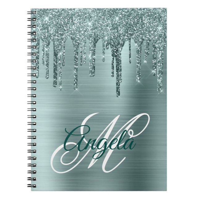Cuaderno Monograma de Purpurina de Relieve metalizado cepil (Frente)
