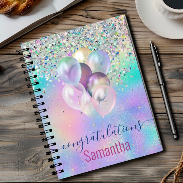 Cuaderno Monograma de Purpurina de unicornio de arcoiris ro (Subido por el creador)