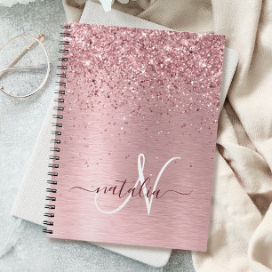 Cuaderno Monograma de Purpurina Metalizado cepillado de col