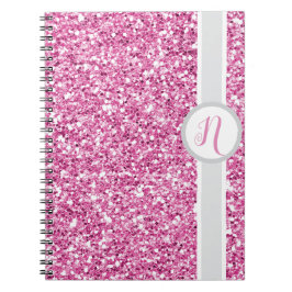 Cuaderno Monograma de Purpurina Rosa