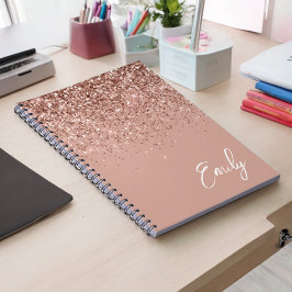 Cuaderno Monograma de Purpurina rosa de Rubor Girly Rosa Go