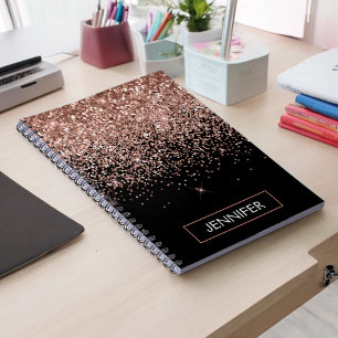 Cuaderno Monograma de Purpurina rosado Rosa Rubor Gold Girl