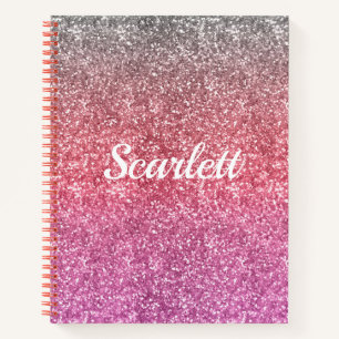 Cuaderno Monograma de Purpurina rosado y orémbre parkelian