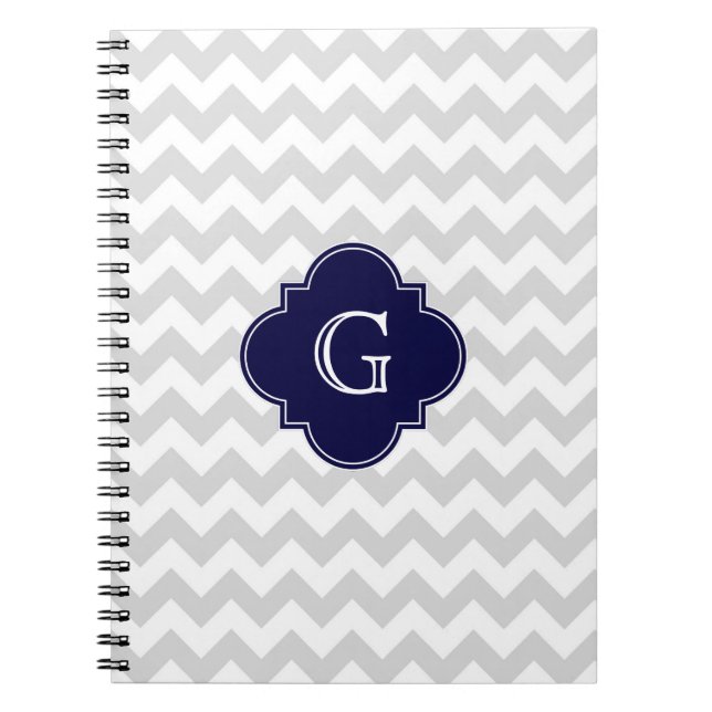 Cuaderno Monograma de quatrefoil de la Marina de Chevron bl (Frente)
