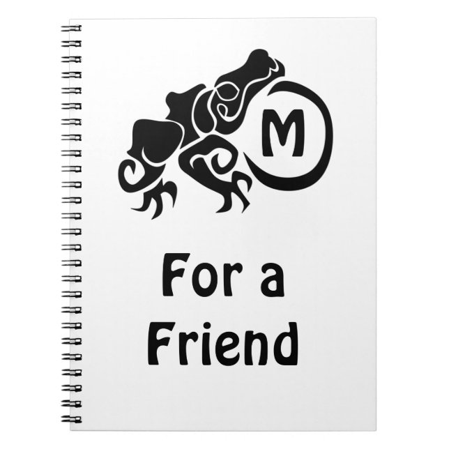 Cuaderno Monograma de rana tribal malvada (Frente)