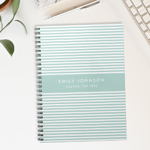 Cuaderno Monograma de rayas turquesa minimalista moderno