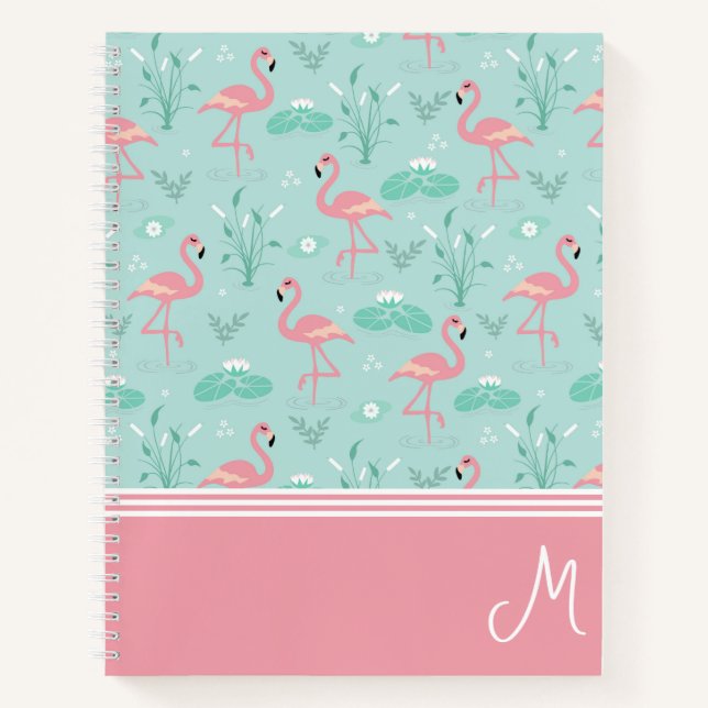 Cuaderno Monograma de regalo de flamenco personalizado (Anverso)
