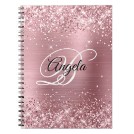 Cuaderno Monograma de Relieve metalizado rosa claro Purpuri