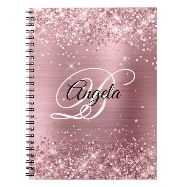 Cuaderno Monograma de Relieve metalizado rosa claro Purpuri (Frente)