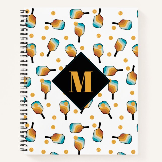 Cuaderno Monograma de remo y patrón de bolas (Anverso)