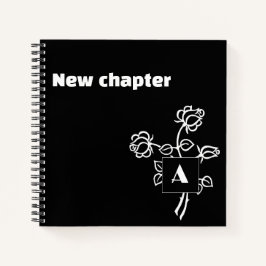 Cuaderno Monograma de retiro rosa de acuarela blanco negro