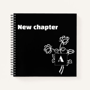Cuaderno Monograma de retiro rosa de acuarela blanco negro
