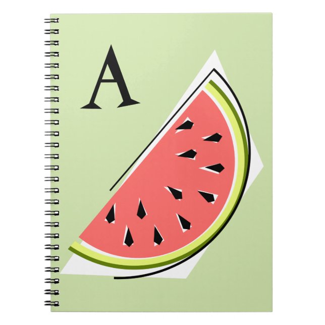 Cuaderno Monograma de Rodaja Verde de Sandía (Frente)
