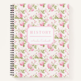 Cuaderno Monograma de Rosa de algodón de vaca rosa