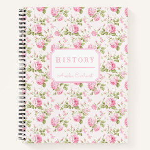 Cuaderno Monograma de Rosa de algodón de vaca rosa