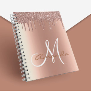 Cuaderno Monograma de Rosa de perforaciones Metalizado de P
