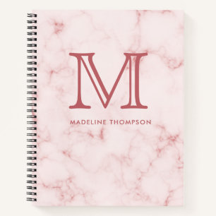 Cuaderno Monograma de Rosa minimalista de oro Rubor de márm