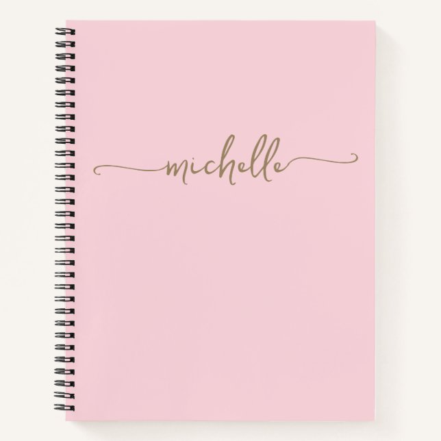 Cuaderno Monograma de Rubor Modern Girly Gold Script (Anverso)