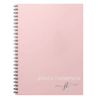 Cuaderno Monograma de Rubor Pink Simple Script Girly