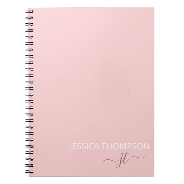 Cuaderno Monograma de Rubor Pink Simple Script Girly (Frente)