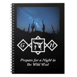 Cuaderno Monograma de silueta de cráneo blanqueada con toro