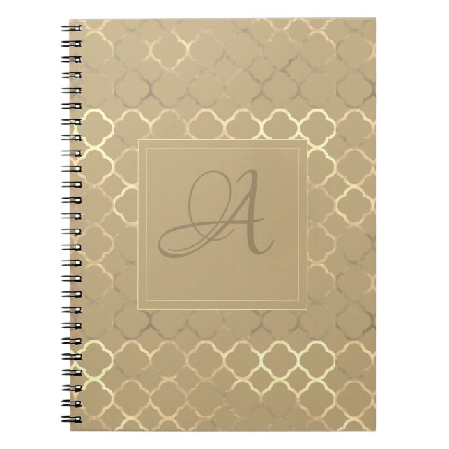 Cuaderno Monograma de soja Quatrefoil Boda de recién casado (Frente)