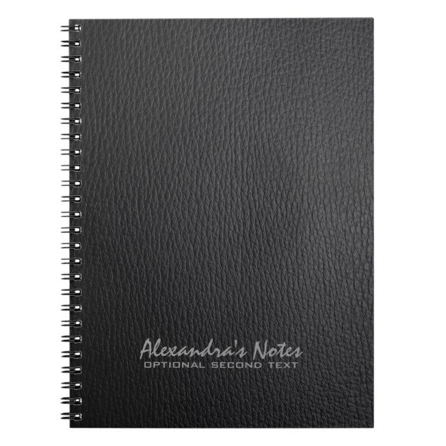 Cuaderno Monograma de textura de cuero negro (Frente)