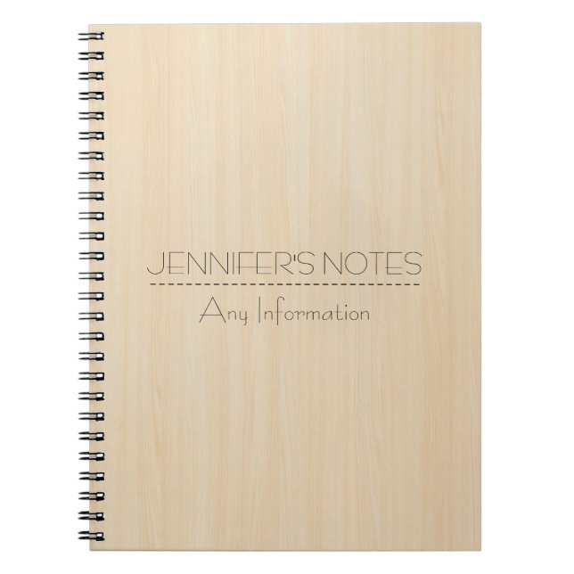Cuaderno Monograma de textura de veta de madera (Frente)