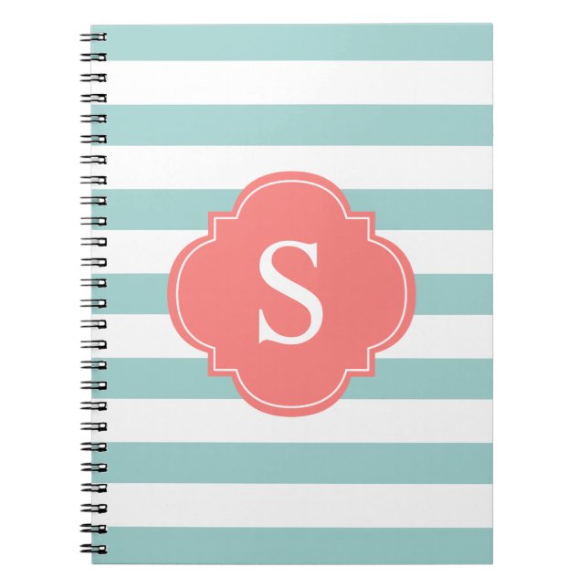 Cuaderno Monograma de tiras de metal y corales (Frente)