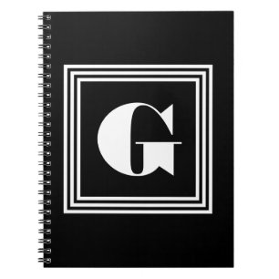 Cuaderno Monograma de trama negrita 3   Blanco y negro