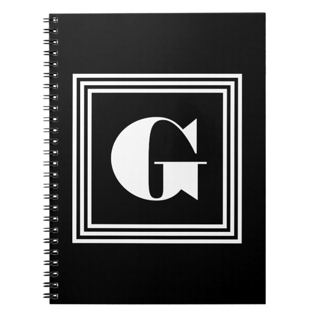 Cuaderno Monograma de trama negrita 3 | Blanco y negro (Frente)