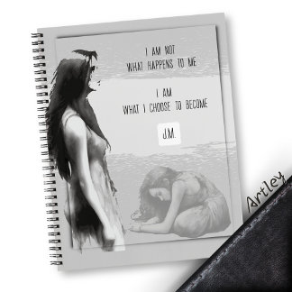 Cuaderno Monograma de traumatismo de mujer Inspiradora acua