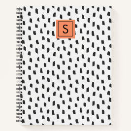 Cuaderno Monograma de trazos de pincel modernos en blanco y