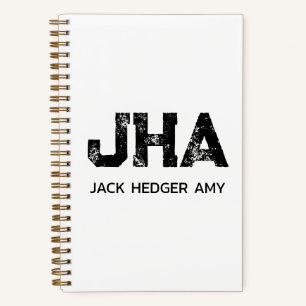 CUADERNO MONOGRAMA DE TRES LETRAS NEGRO MINIMALISTA NOMBRE