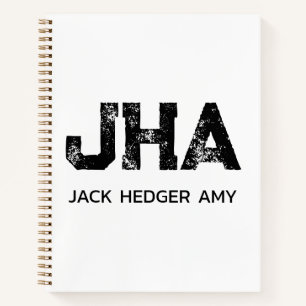 CUADERNO MONOGRAMA DE TRES LETRAS NEGRO MINIMALISTA NOMBRE
