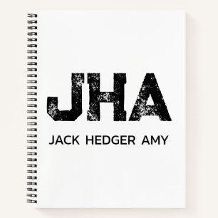 CUADERNO MONOGRAMA DE TRES LETRAS NEGRO MINIMALISTA NOMBRE 