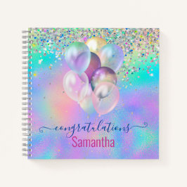 Cuaderno monograma de unicornio arcoíris rosa bril