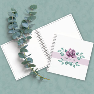 Cuaderno Monograma de Verdor de Flores Moradas