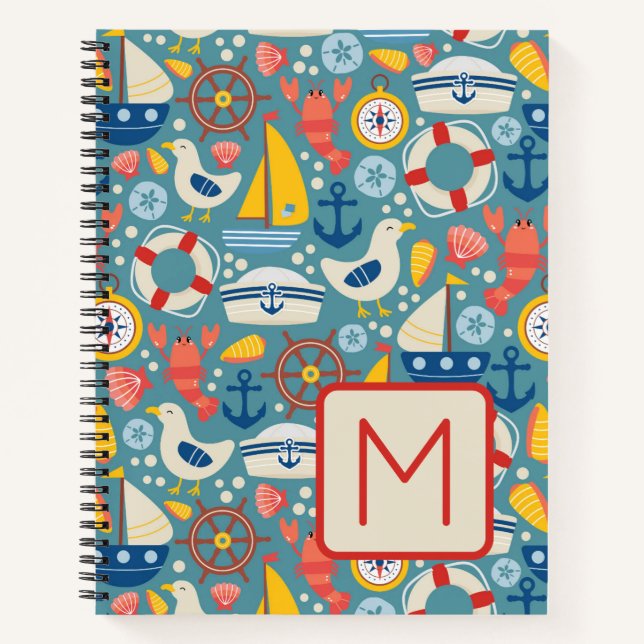 Cuaderno Monograma de vida marina náutica (Anverso)