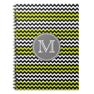Cuaderno Monograma de zigzag verde negro