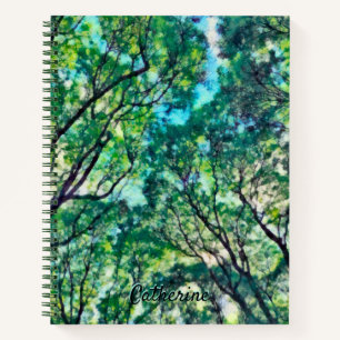 Cuaderno Monograma del bosque verde acuático