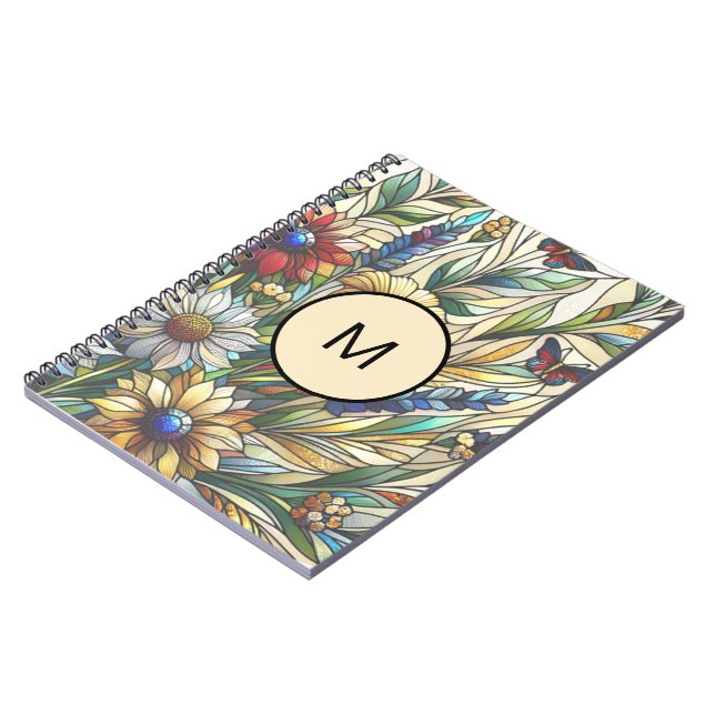 Cuaderno Monograma del campo de las flores silvestres de di (Lado Izquierdo)
