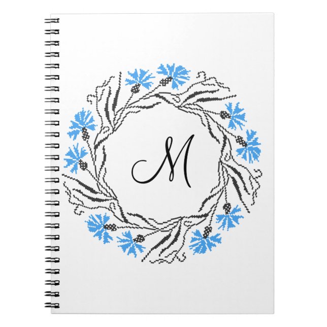 Cuaderno Monograma del Círculo de Cornflower cruzado inicia (Frente)