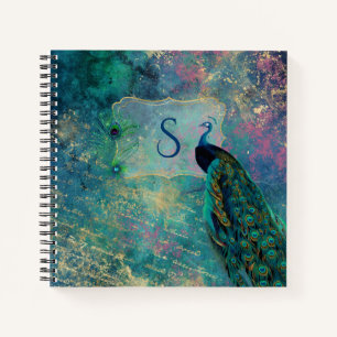 Cuaderno Monograma del collarín de pavo real