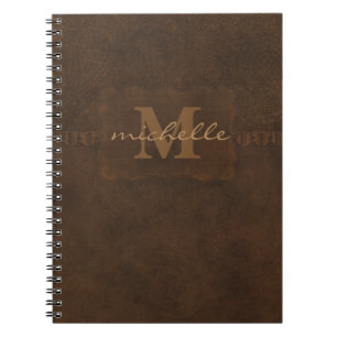 Cuaderno Monograma del cuero repujado de Paisley