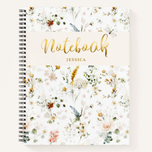 Cuaderno Monograma del jardín de flores silvestres acuática