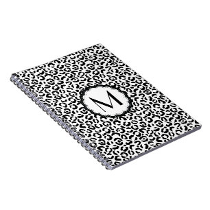 Cuaderno Monograma del leopardo blanco y negro